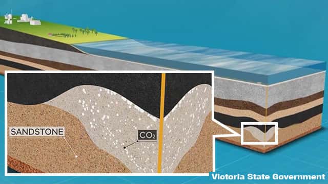 Đáy biển ngoài khơi Victoria có một lớp đá giống như bọt biển, hoàn toàn thích hợp để thu giữ CO2 và một lớp đá gốc vững chắc phía trên bịt kín nó.