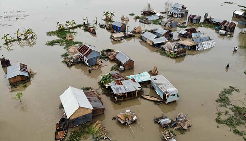 Cảnh ngập lụt ở Bangladesh.